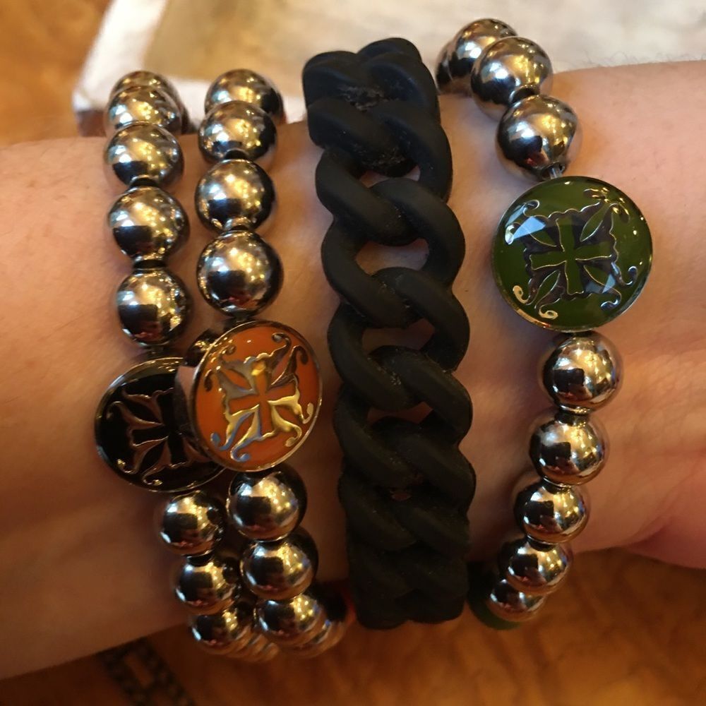 SILVER & Rubber Rustic Cuff Set! - Picture 7 of 8